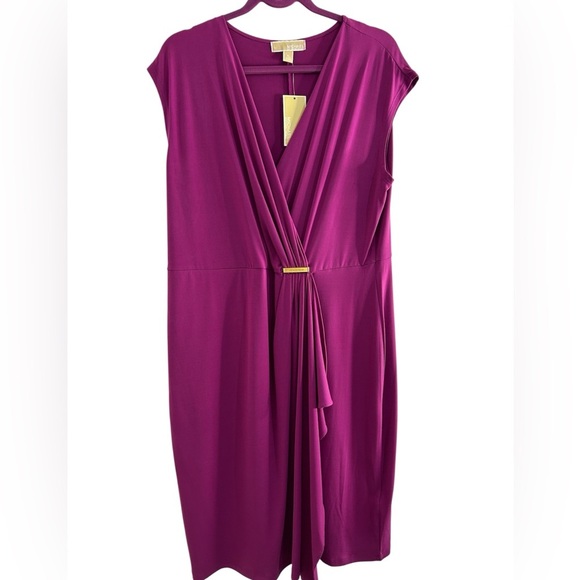Michael Michael Kors Magenta Draped Sheath Dress XL NWT - Picture 1 of 4